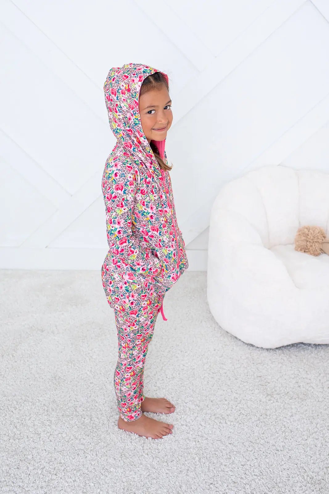 Bestaroo Savanna Rose Bamboo Cotton Blend Zipper Hoodie For Kids With Lined Hood - 