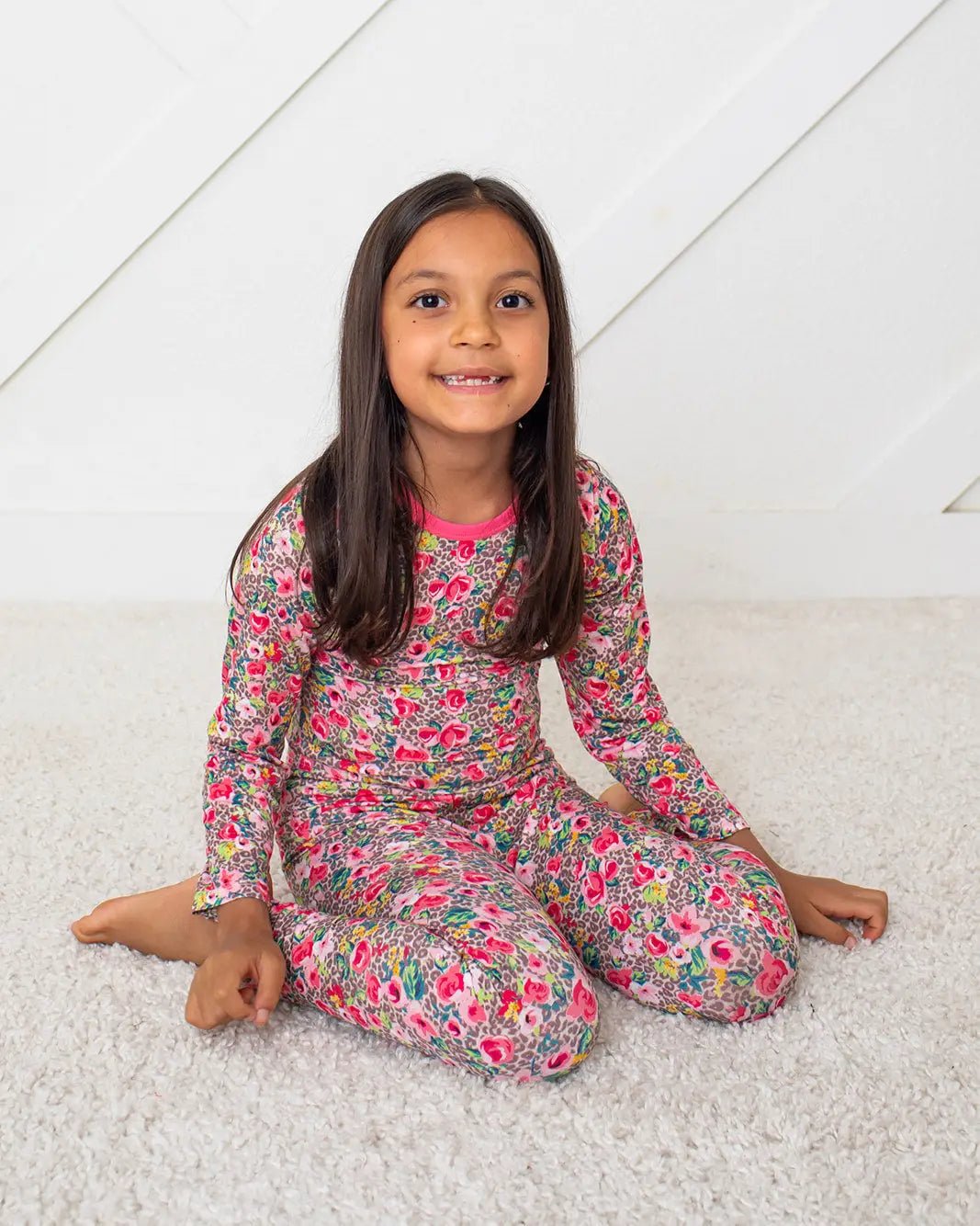 Bestaroo Savanna Rose Bamboo Pajama Set for Kids Long Sleeve - 