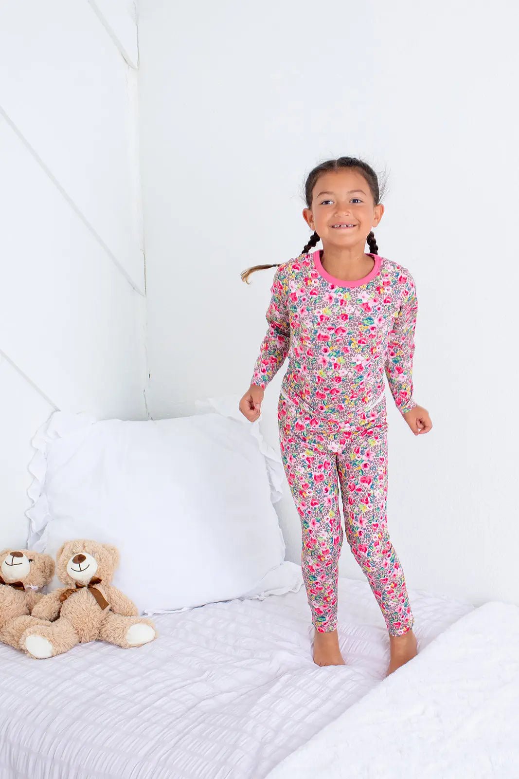 Bestaroo Savanna Rose Bamboo Pajama Set for Kids Long Sleeve - 