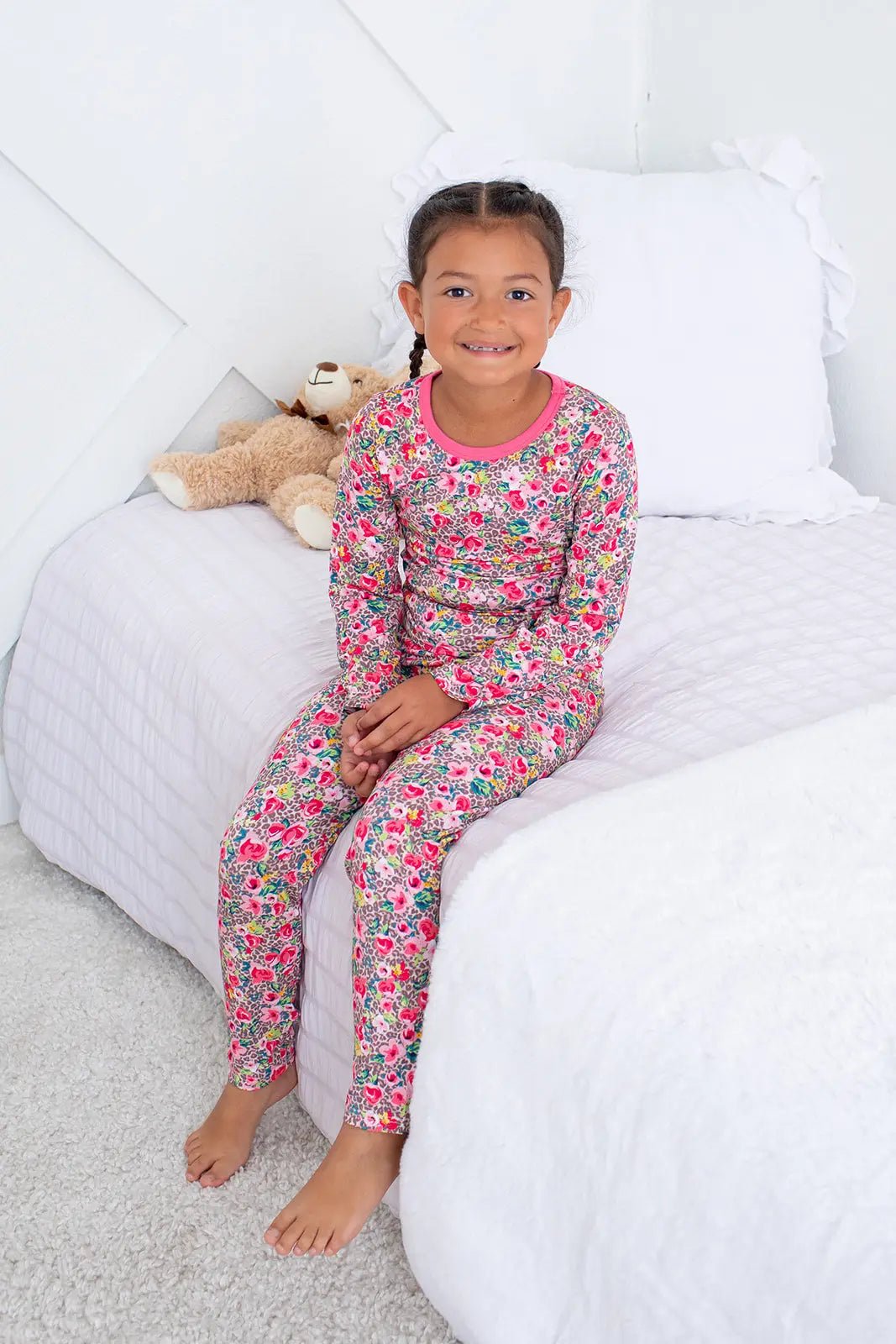 Bestaroo Savanna Rose Bamboo Pajama Set for Kids Long Sleeve - 