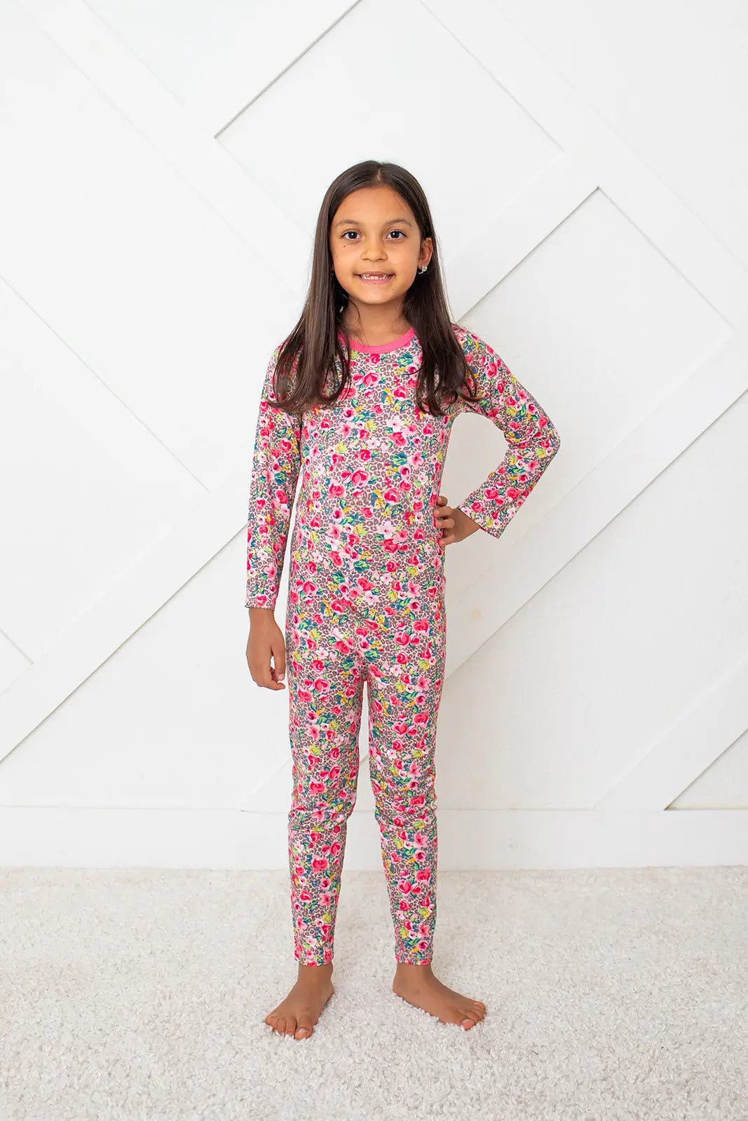 Bestaroo Savanna Rose Bamboo Pajama Set for Kids Long Sleeve - 