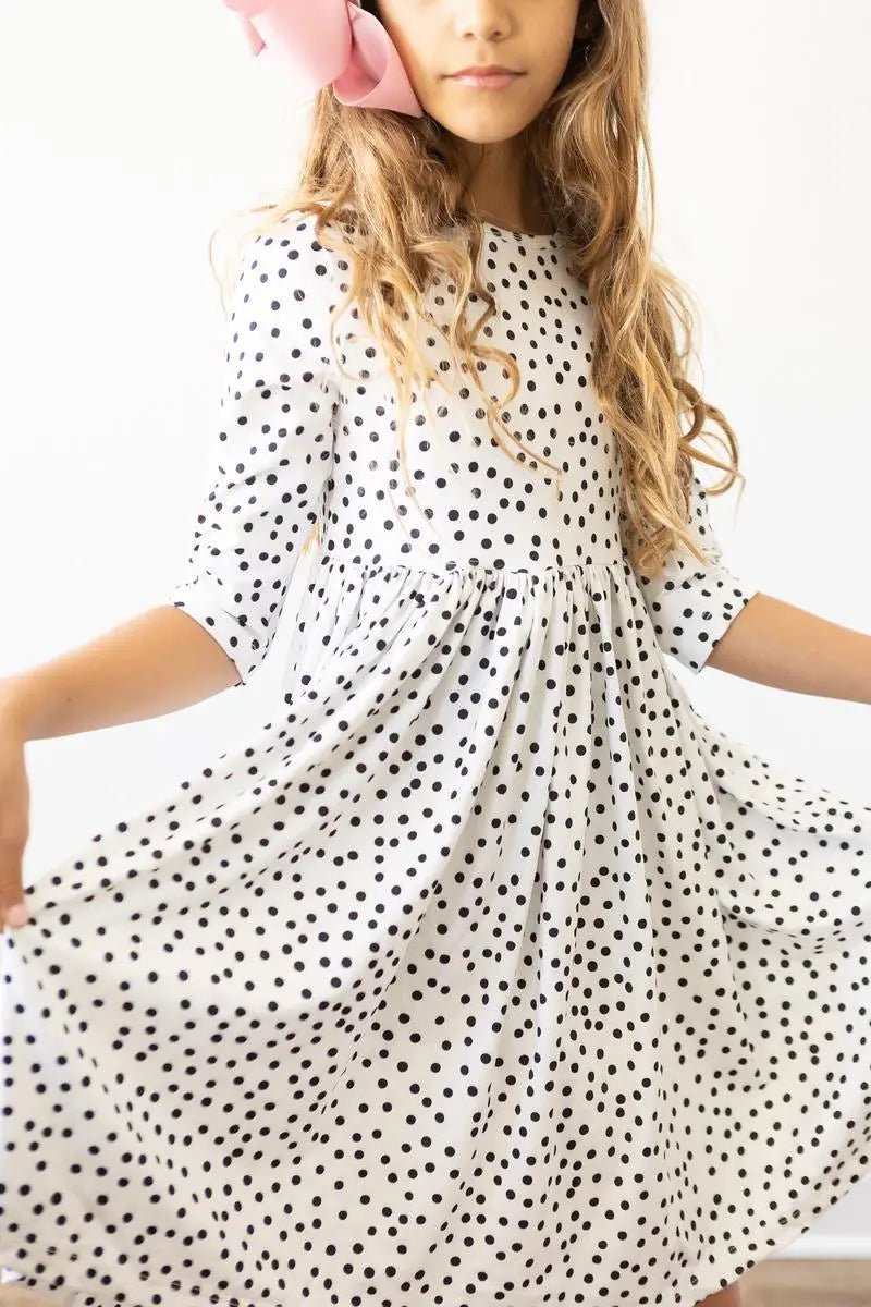 Mila & Rose ® Scattered Dot 3/4 Sleeve Pocket Twirl Dress - 