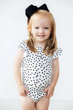 Mila & Rose ® Scattered Dot S/S Flutter Sleeve Leotard - 