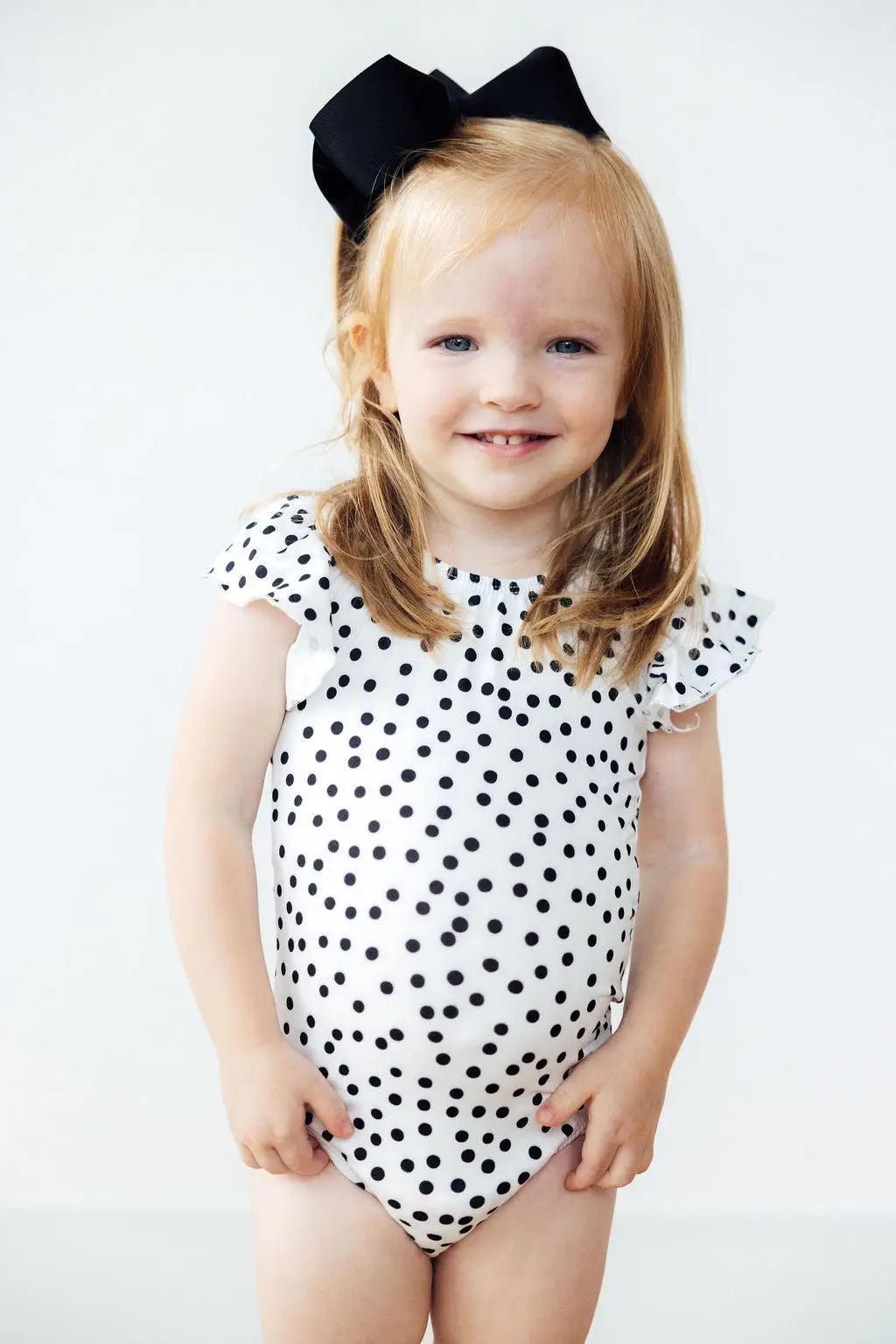 Mila & Rose ® Scattered Dot S/S Flutter Sleeve Leotard - 