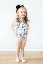 Mila & Rose ® Scattered Dot S/S Flutter Sleeve Leotard - 