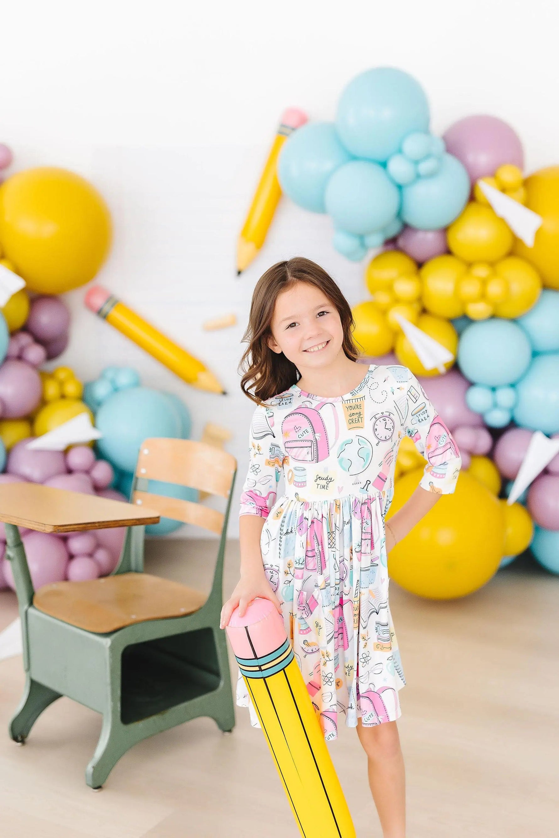 Mila & Rose ® School is Cool 3/4 Sleeve Pocket Twirl Dress - 