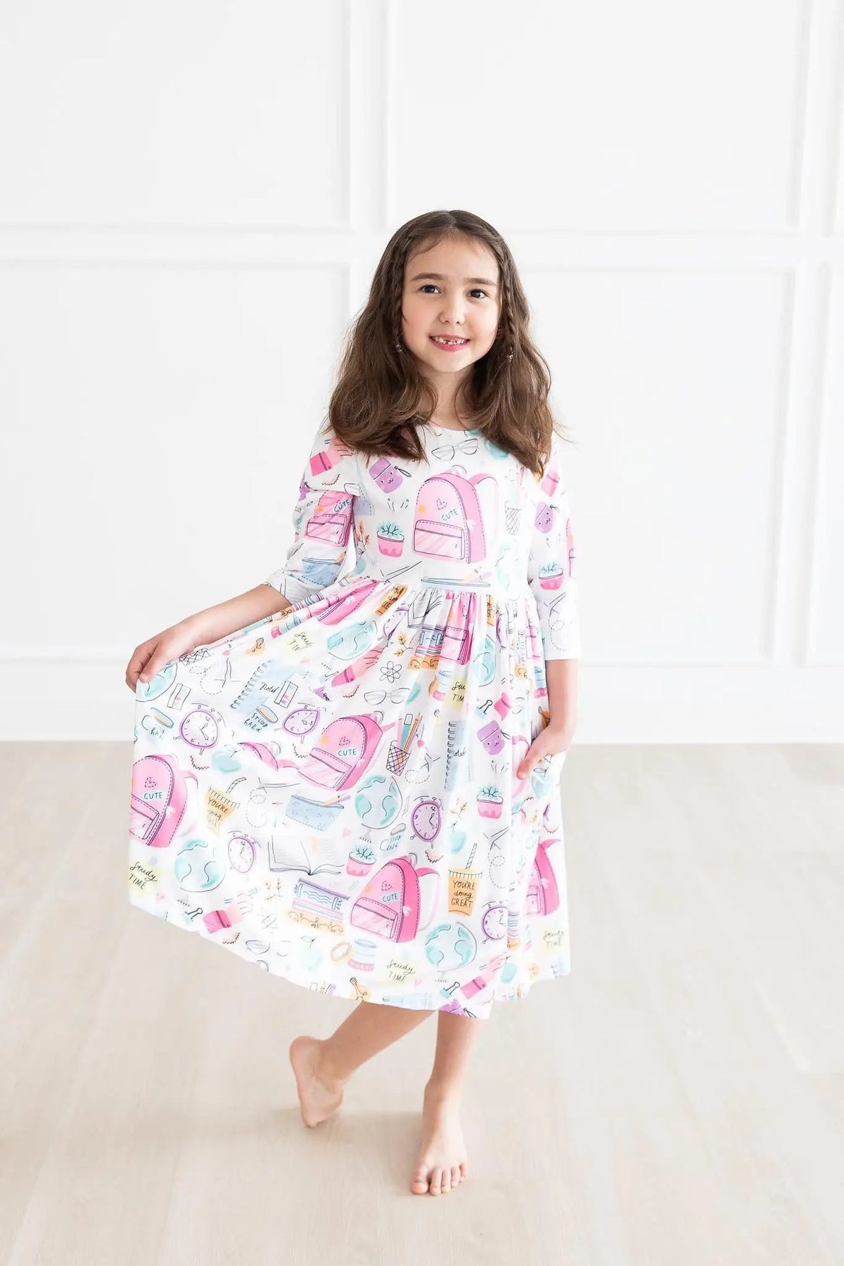 Mila & Rose ® School is Cool 3/4 Sleeve Pocket Twirl Dress - 