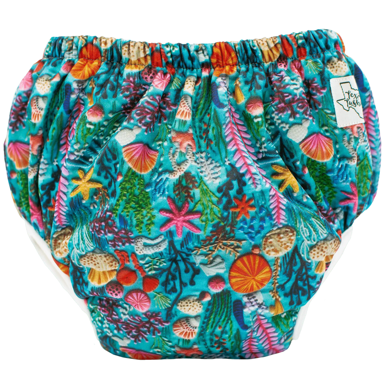 Sea Embroidery training pants with bamboo lining and ocean design, ideal for potty training.