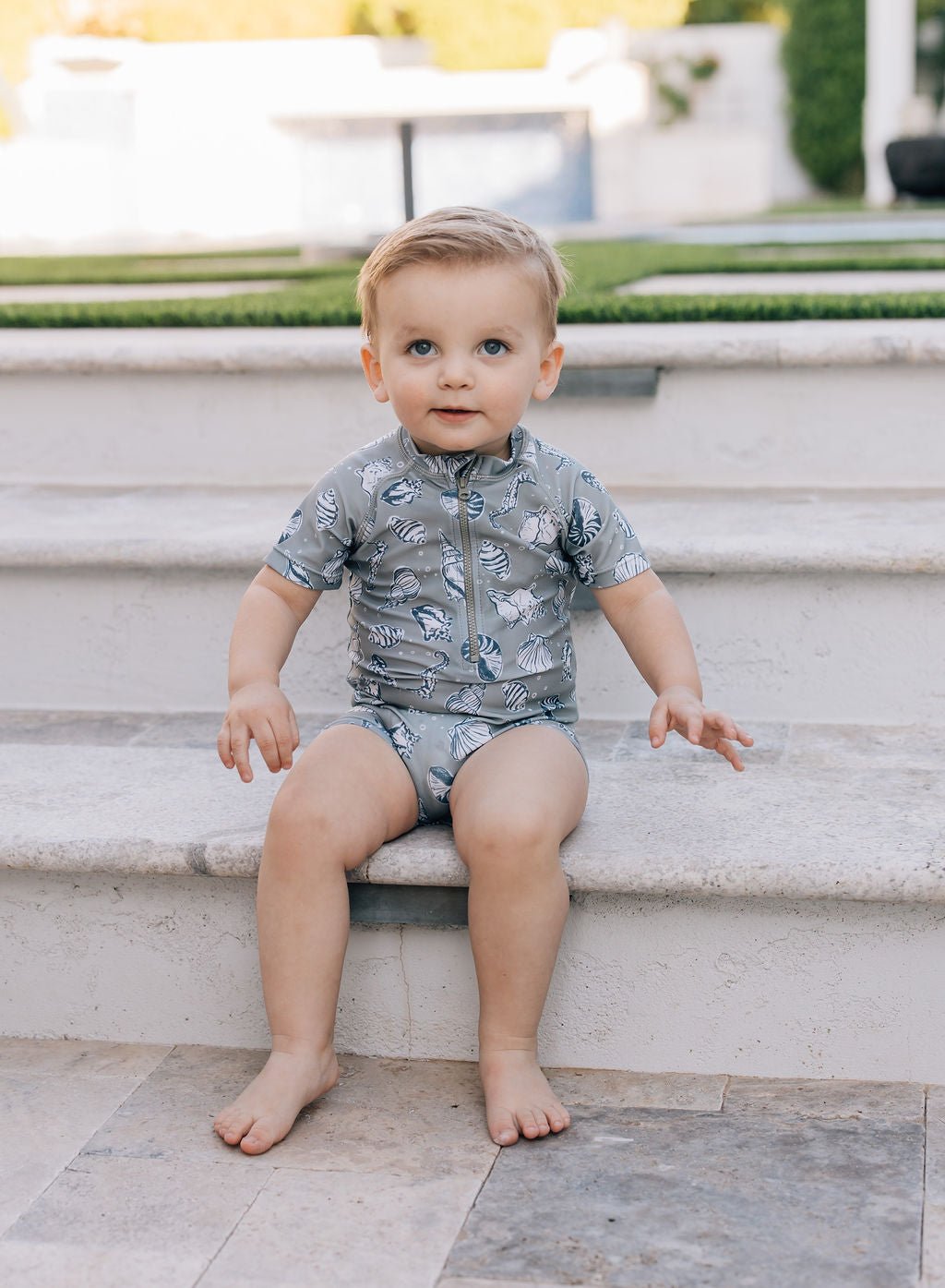 Mebie Baby Sea Shell Zipper Swimsuit - 