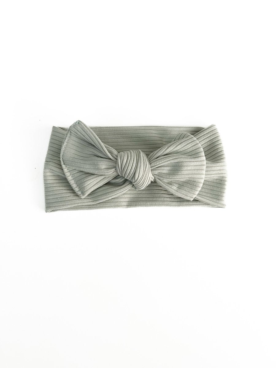 Little Mae & Co Seafoam Bow Headwrap Baby Girl Soft Knit Ribbed One Size - Everetts Place Boutique - 