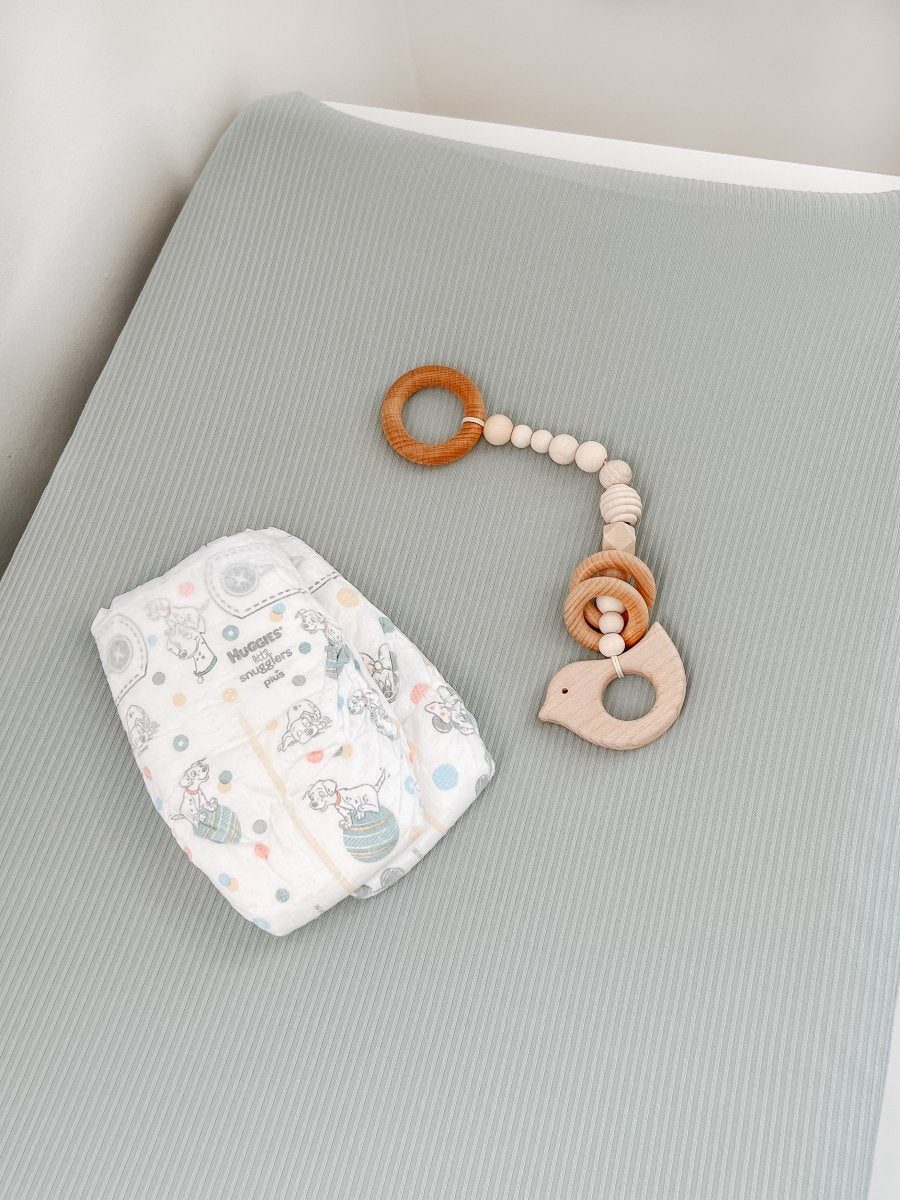 Seafoam Ribbed Changing Pad Cover by Little Mae and Co - Everetts Place Boutique - 
