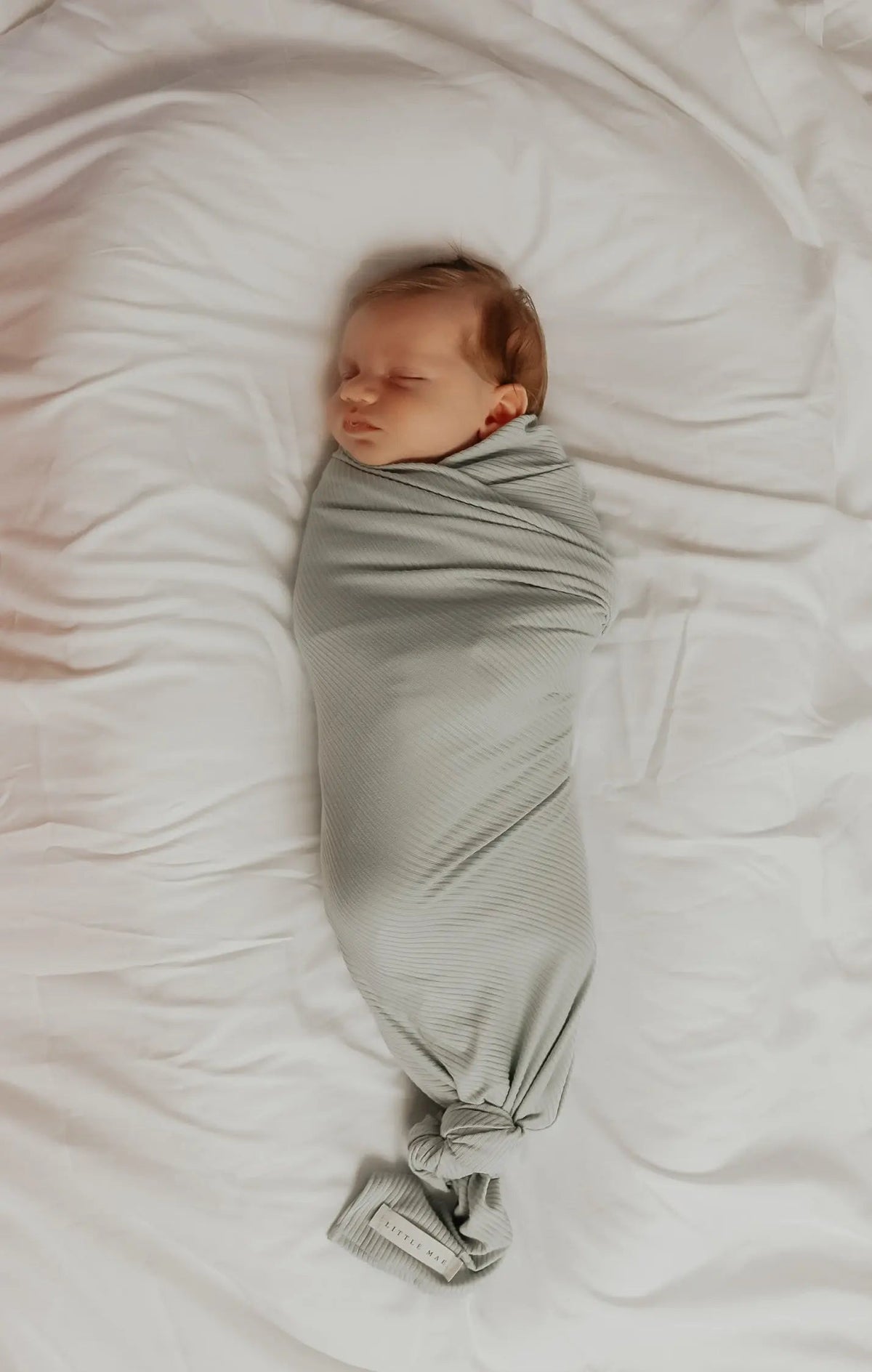 Little Mae & Co Seafoam Ribbed Stretch Swaddle - 