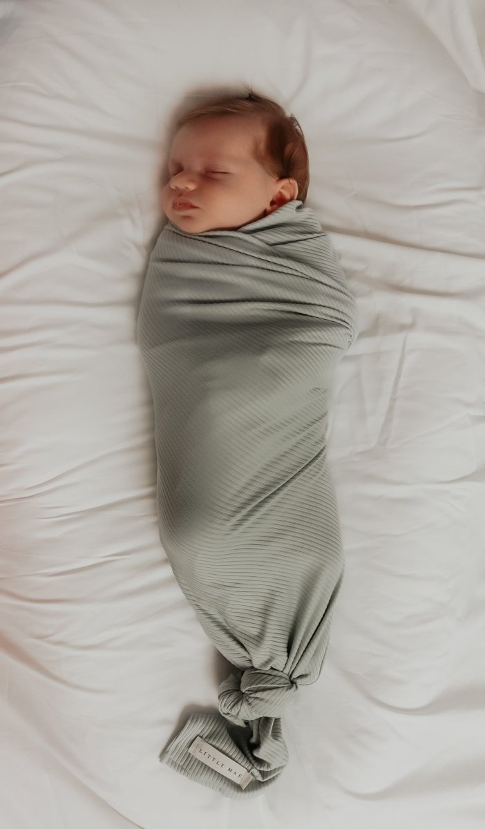 Little Mae & Co Seafoam Ribbed Stretch Swaddle Newborn by Little Mae and Co - Everetts Place Boutique - 