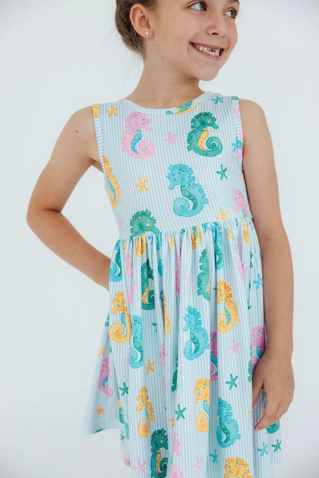 Seahorse Swirl Tank Twirl Dress - Textile, Baby & Toddler Clothing, Day Dress, Pink, One-piece garment | Everetts Place