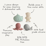 Mushie Sealife Mold Free Bath Play Set with Submarine Scuba Diver Octopus and Whale - Everetts Place Boutique - 