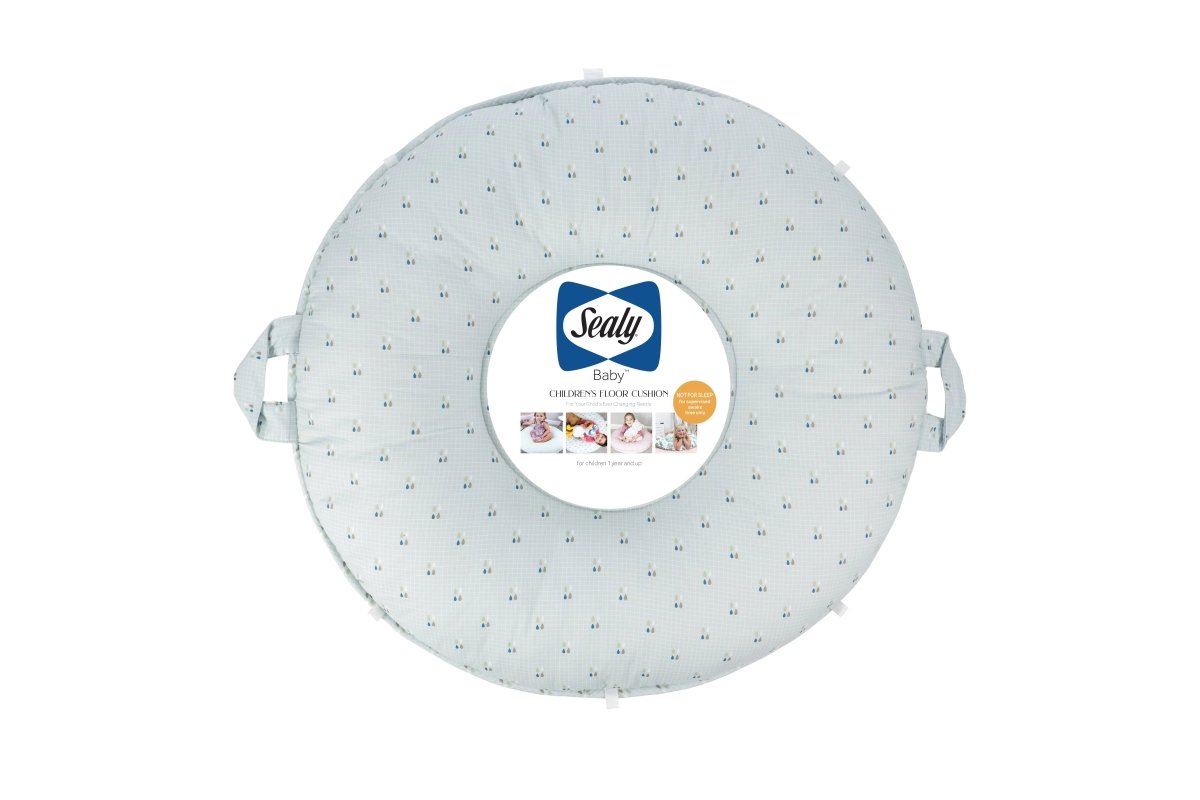 Sealy Children's Floor Cushion Drops and Robin Blue Design.