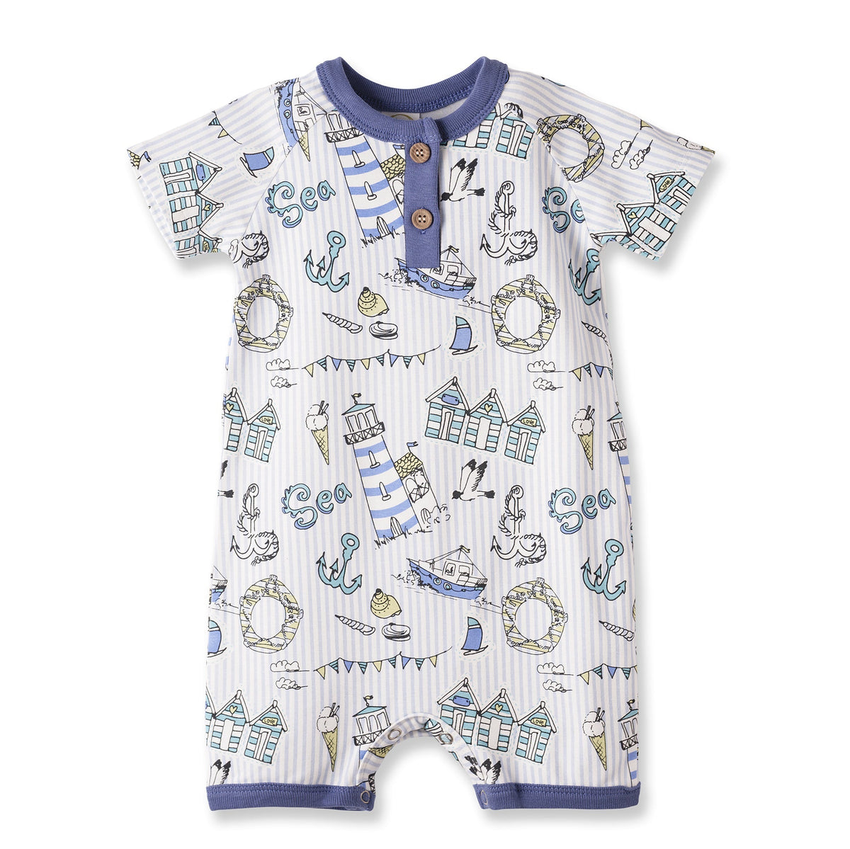 Tesa Babe Seashore Baby Boy Romper – Bamboo Shortall One - PieceEveretts Place