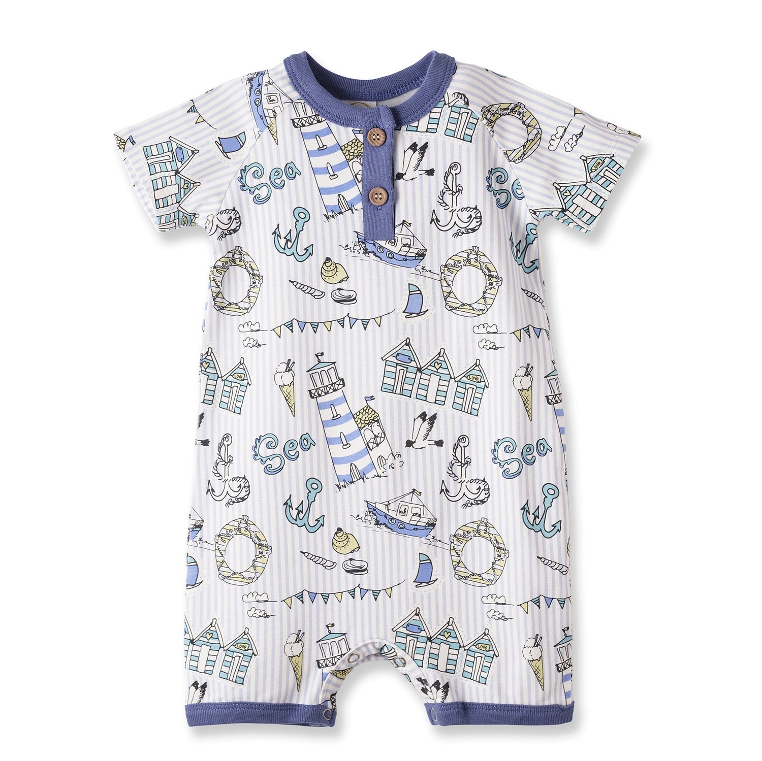 Tesa Babe Seashore Baby Boy Romper – Bamboo Shortall One - PieceEveretts Place