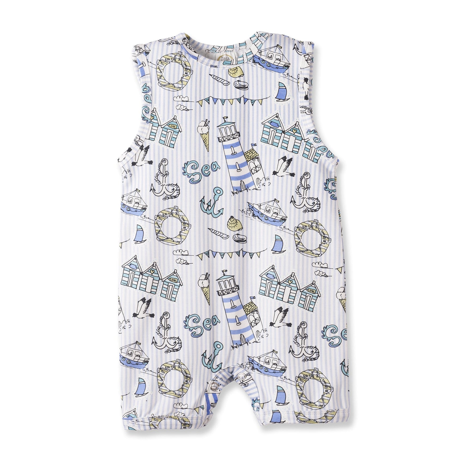 Tesa Babe Seashore Shortall Romper – Bamboo Baby Neutral One PieceEveretts Place