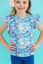 Mila & Rose ® Seaside Shells S/S Ruffle Tee - 