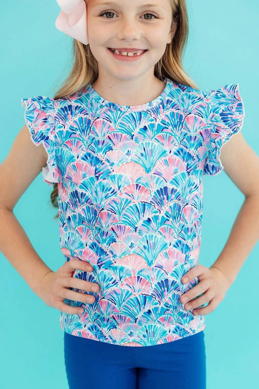 Mila & Rose ® Seaside Shells S/S Ruffle Tee - 
