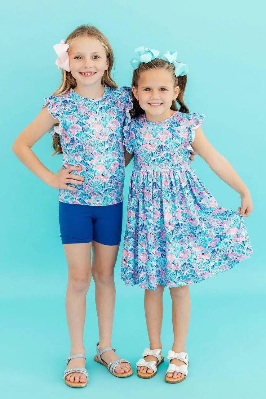 Mila & Rose ® Seaside Shells S/S Ruffle Tee - 