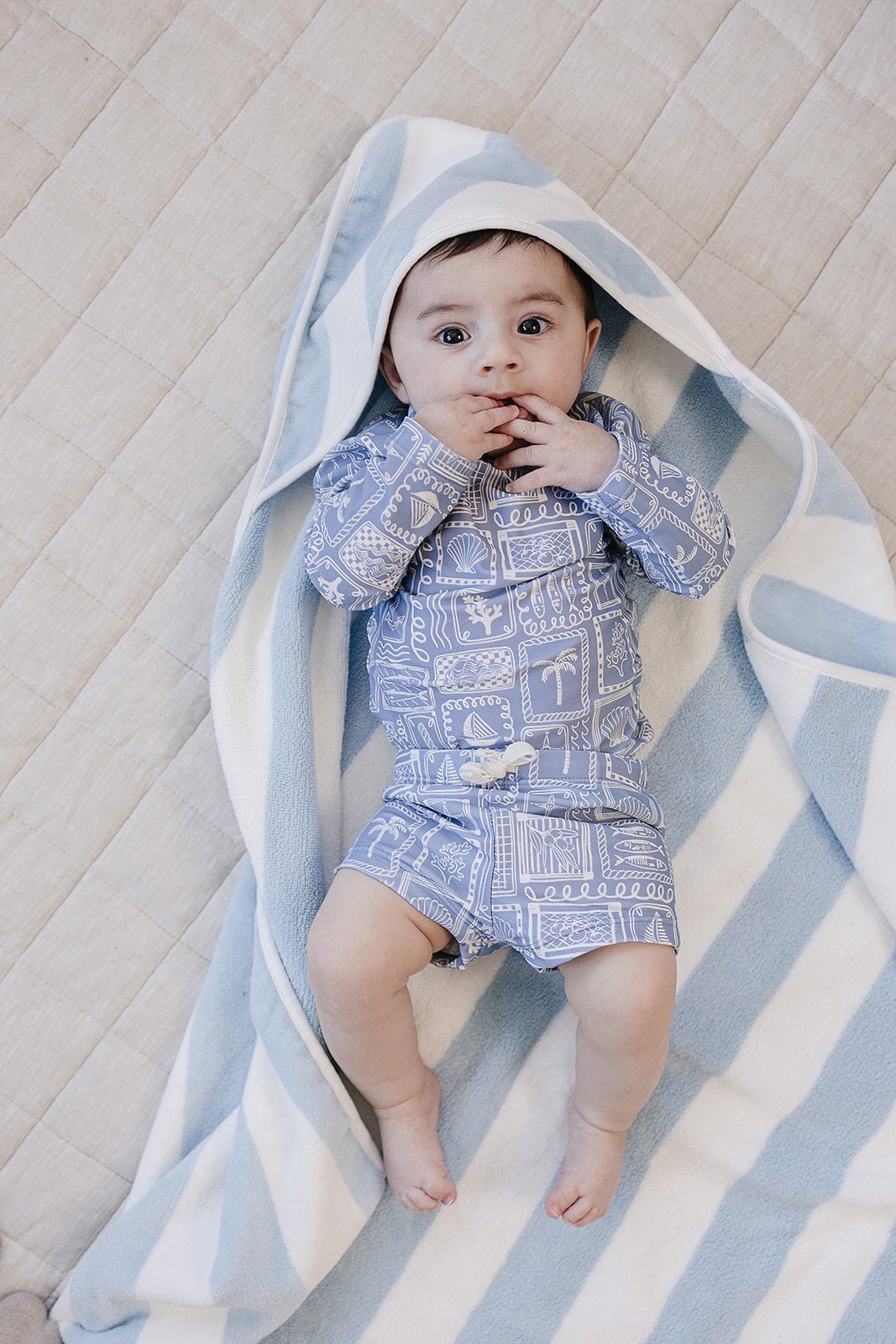 Mebie Baby Seaside Stripe Hooded Towel - 