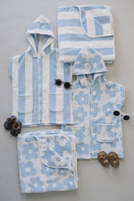 Mebie Baby Seaside Stripe Zip - Up Organic Cotton Beach Poncho - 