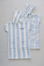 Mebie Baby Seaside Stripe Zip - Up Organic Cotton Beach Poncho - 