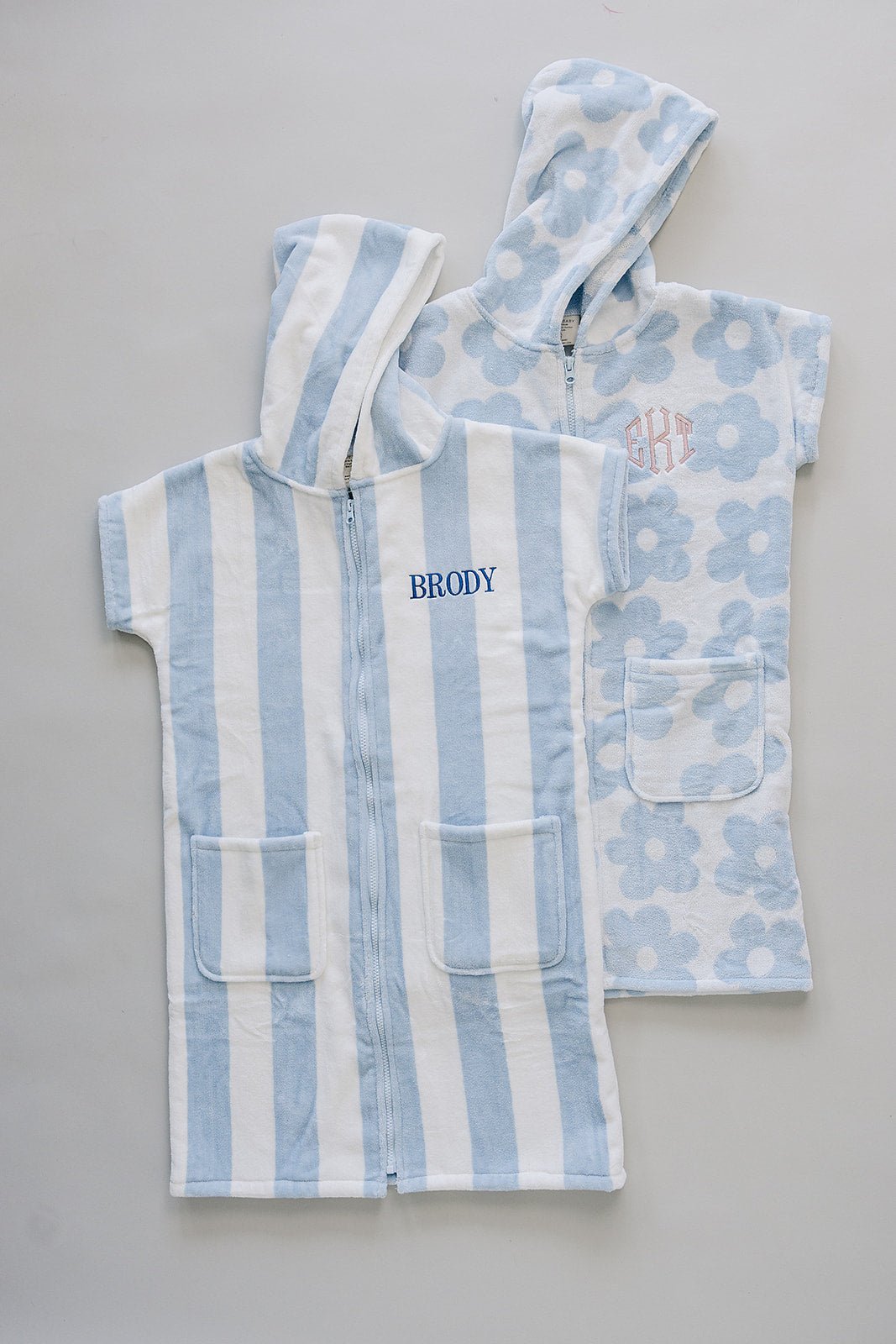 Mebie Baby Seaside Stripe Zip - Up Organic Cotton Beach Poncho - 