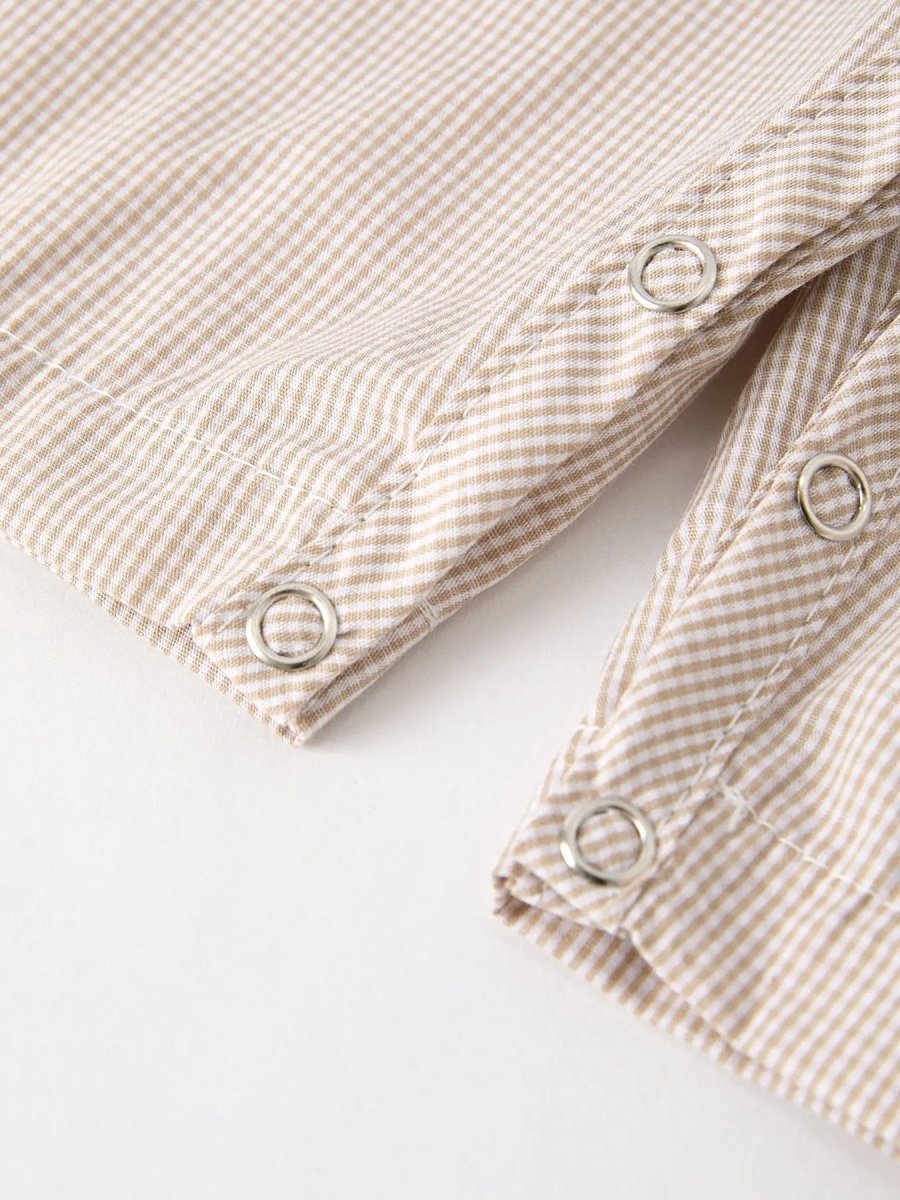 Rylee Faith Designs Seasonal Pumpkin Smock Embroidered Romper for Baby Boys Fall Fashion - 