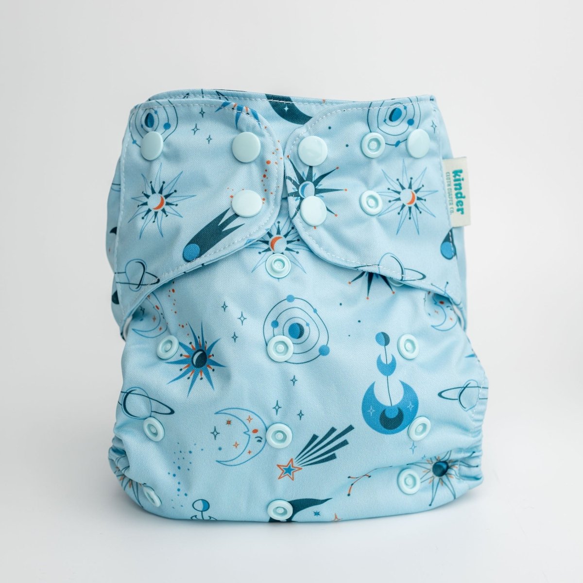 Kinder Cloth Diaper Co. Space and Sky: Essentials Pocket Cloth Diaper with Athletic Wicking Jersey, Grows with your Baby