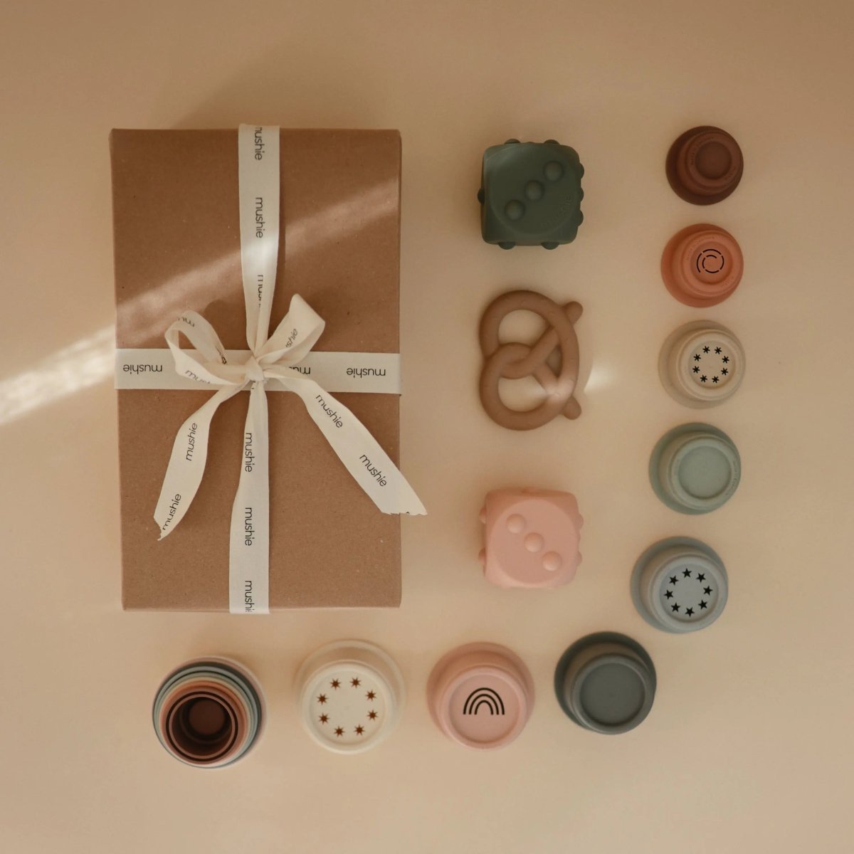 Mushie Sensory Playtime Gift Set for Babies and Toddlers with Fine Motor Skills Development Essentials - 