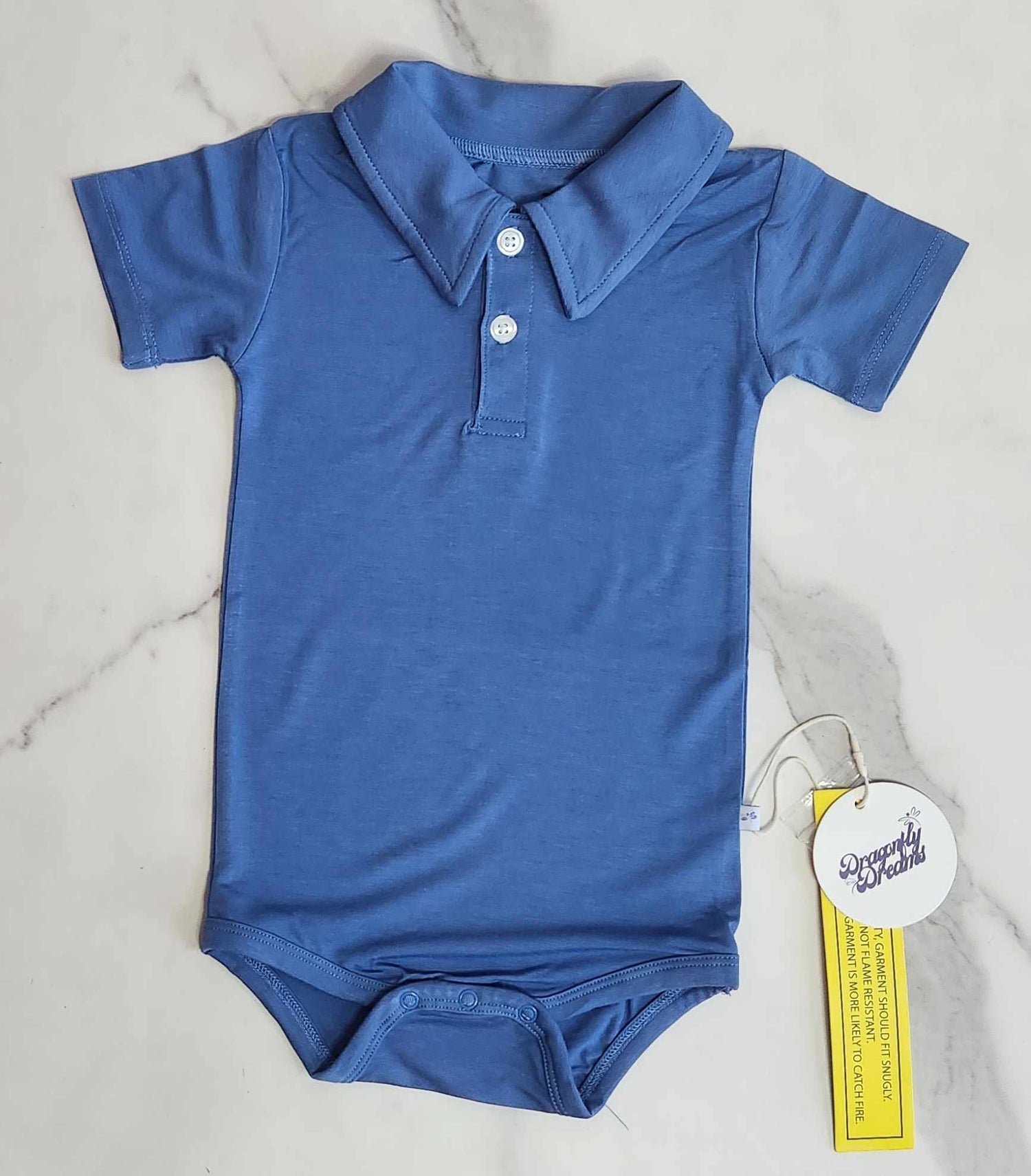 Dragonfly Dreams Bamboo Serenity Blue Polo Bodysuit