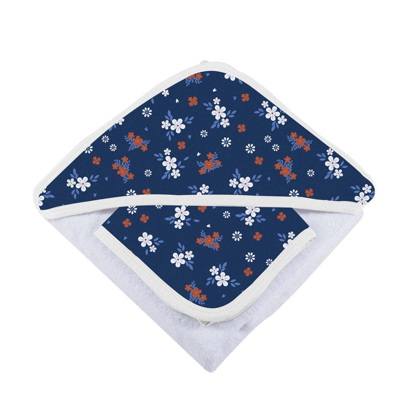 Serenity Floral Bamboo Hooded Towel and Washcloth Set - Everetts Place: Online Boutique - Kids & Babies