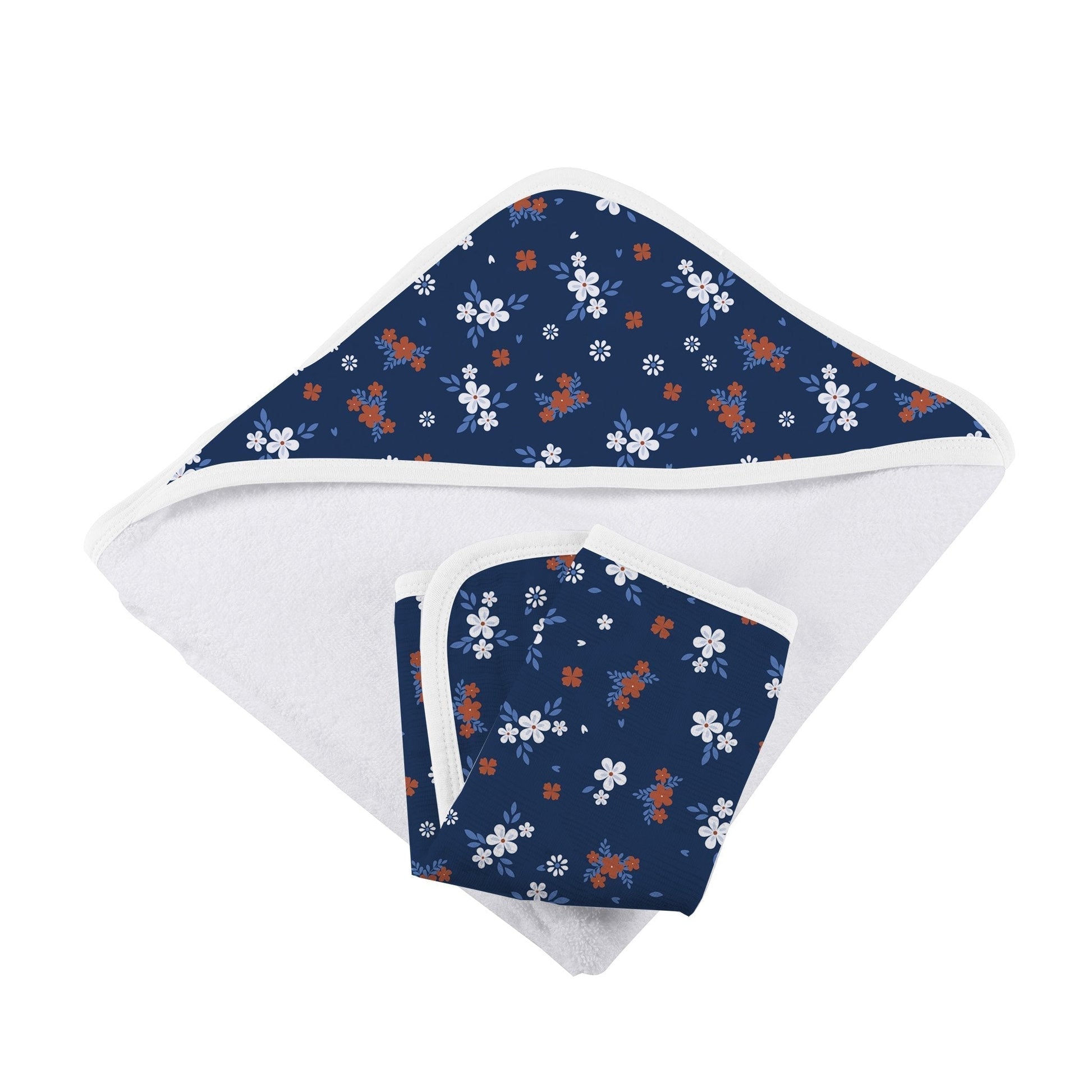 Serenity Floral Bamboo Hooded Towel and Washcloth Set for Kids Newcastle Classics