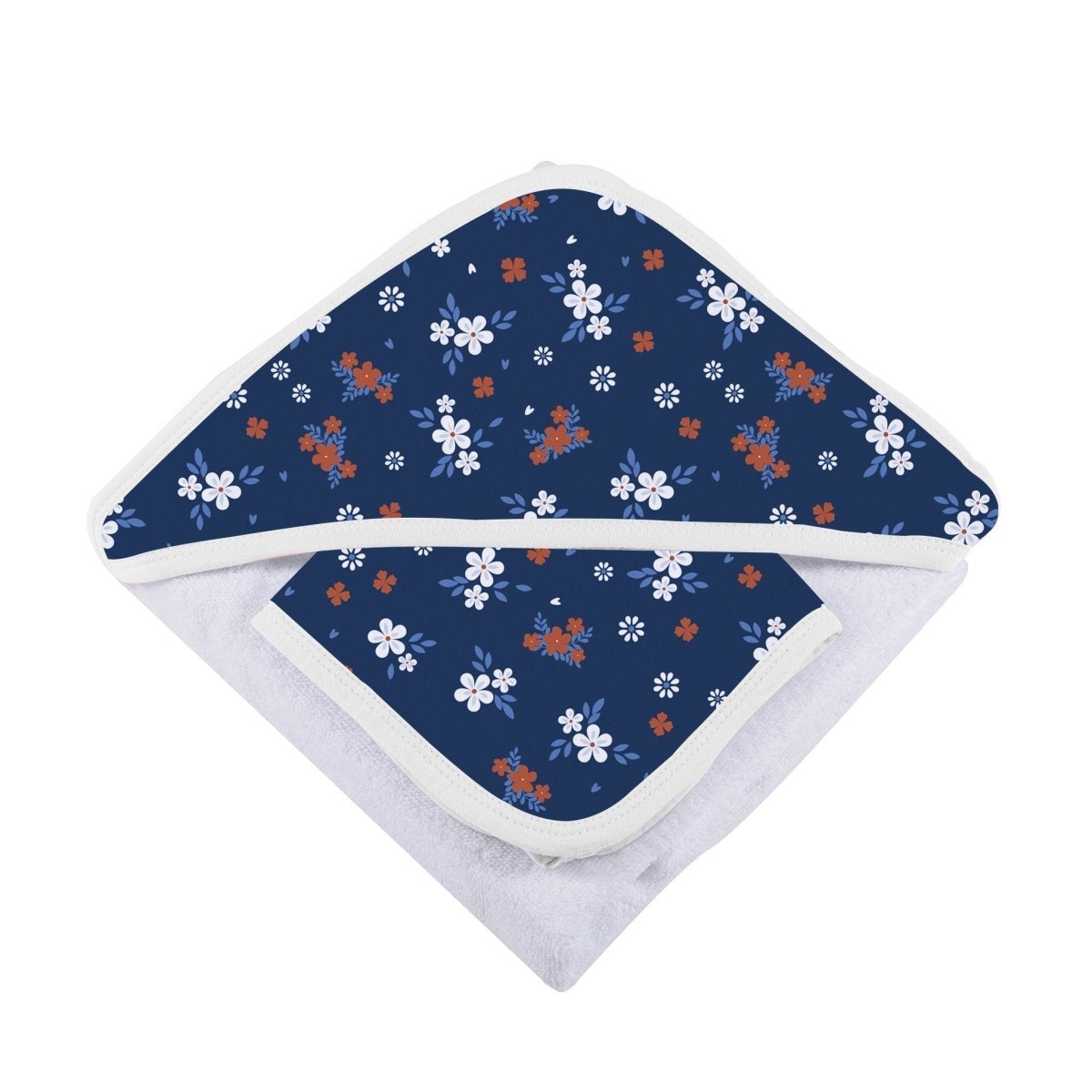 Newcastle Classics Serenity Floral Bamboo Hooded Towel Set with Washcloth for Kids - 