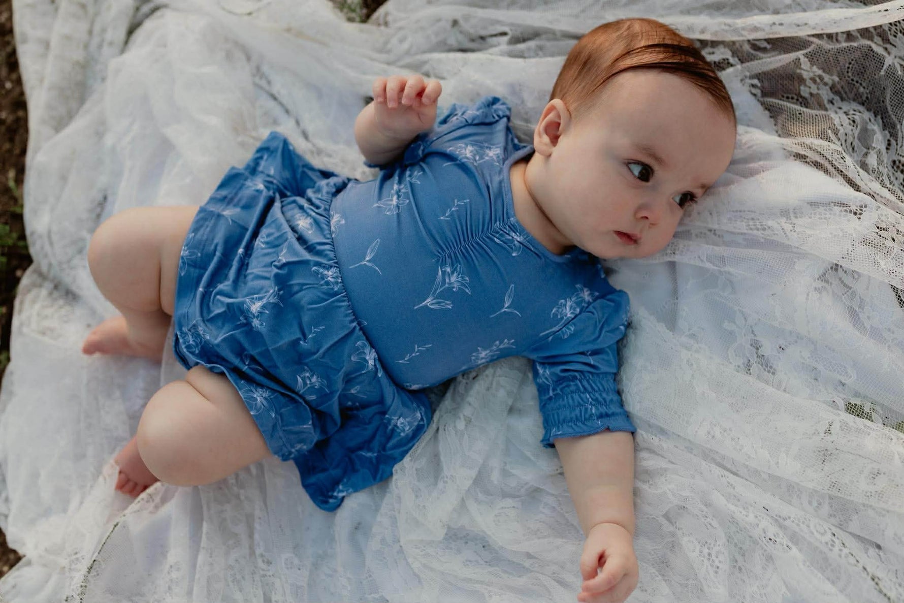Dragonfly Dreams Bamboo Serenity Lilies Puff Sleeve Sweetheart Twirl Dress with Bodysuit