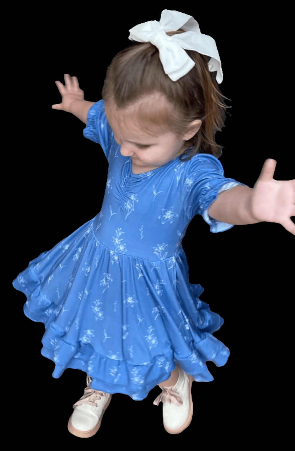 Dragonfly Dreams Bamboo Serenity Lilies Puff Sleeve Sweetheart Twirl Dress with Pockets & Shorts Set