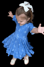 Dragonfly Dreams Bamboo Serenity Lilies Puff Sleeve Sweetheart Twirl Dress with Pockets & Shorts Set