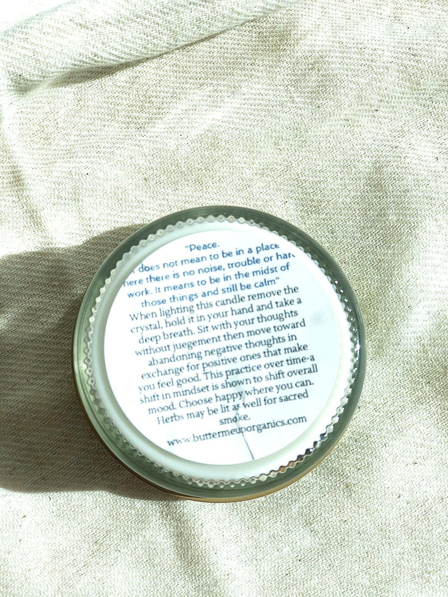 Butter Me Up Organics Serenity Organic Soy Wax Candle with Wood Wick for Peaceful Aromatherapy - 