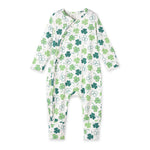 Tesa Babe Shamrock Bamboo Zip Romper | Convertible Cuff Sleeper - 