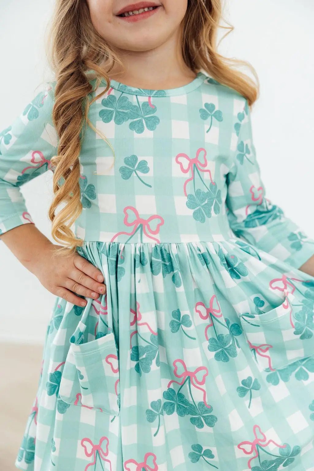 Mila & Rose ® Shamrock Sweetheart 3/4 Sleeve Pocket Twirl Dress - 