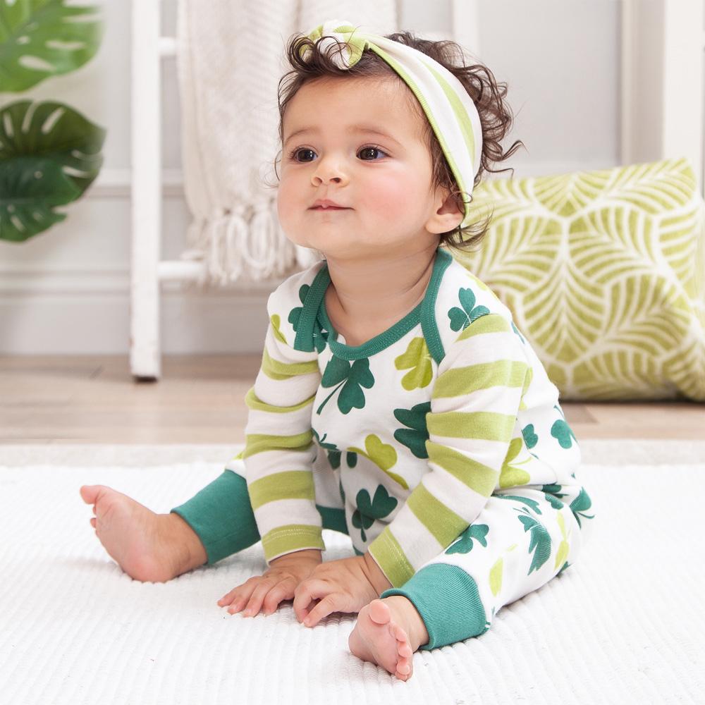 Tesa Babe Shamrocks & Clovers Cotton Romper | Festive St. Patrick's Day Outfit - 