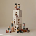 Mushie Shape Sorting Box for Kids Made in Denmark with 12 Soft Color Shapes for Fine Motor Skill Development -