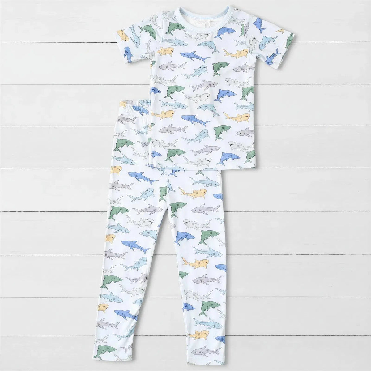 Bestaroo Shark Snuggles Bamboo Pajama Set For Kids Soft Cozy Sleepwear - 
