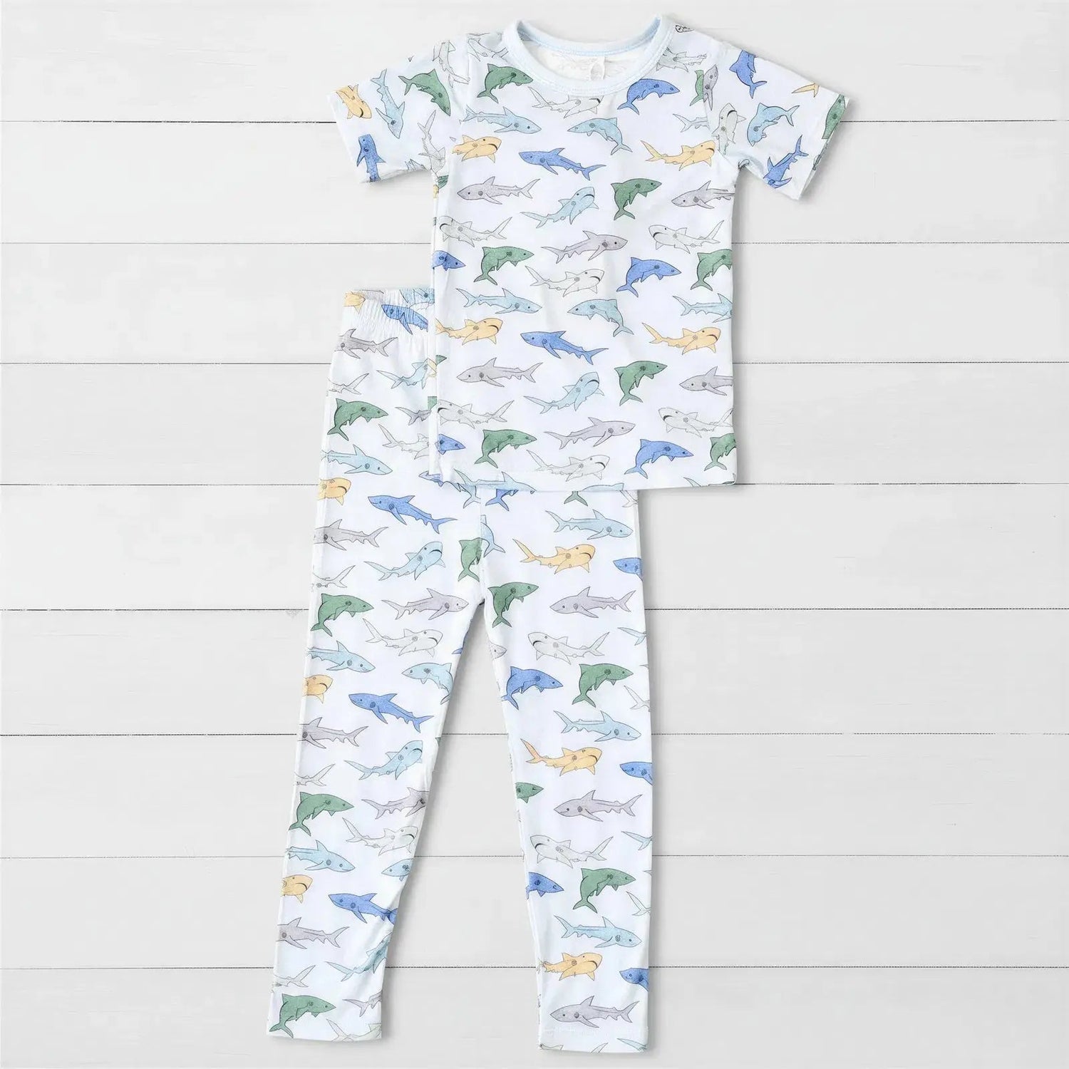 Bestaroo Shark Snuggles Bamboo Pajama Set For Kids Soft Cozy Sleepwear - 