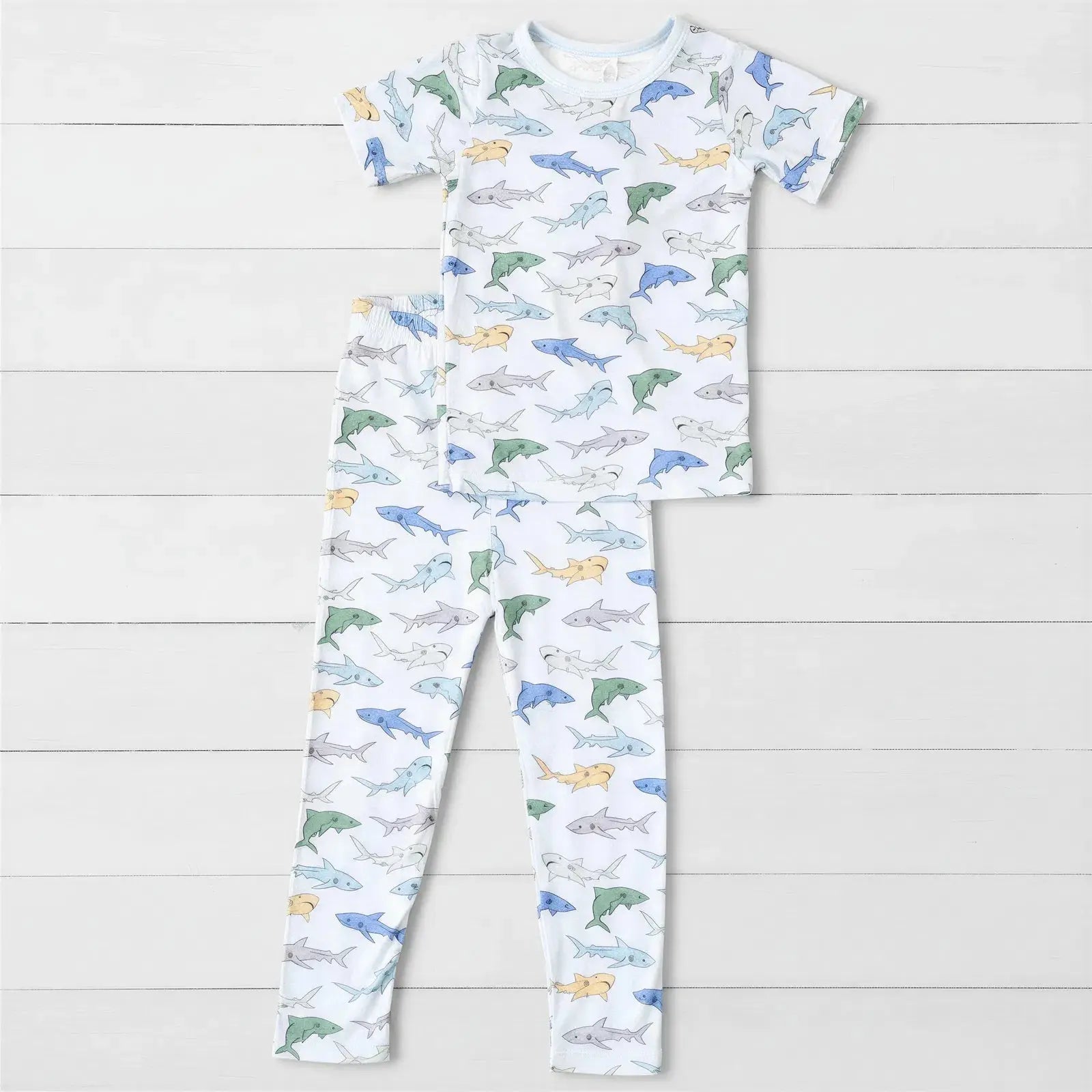 Bestaroo Shark Snuggles Bamboo Pajama Set For Kids Soft Cozy Sleepwear - 