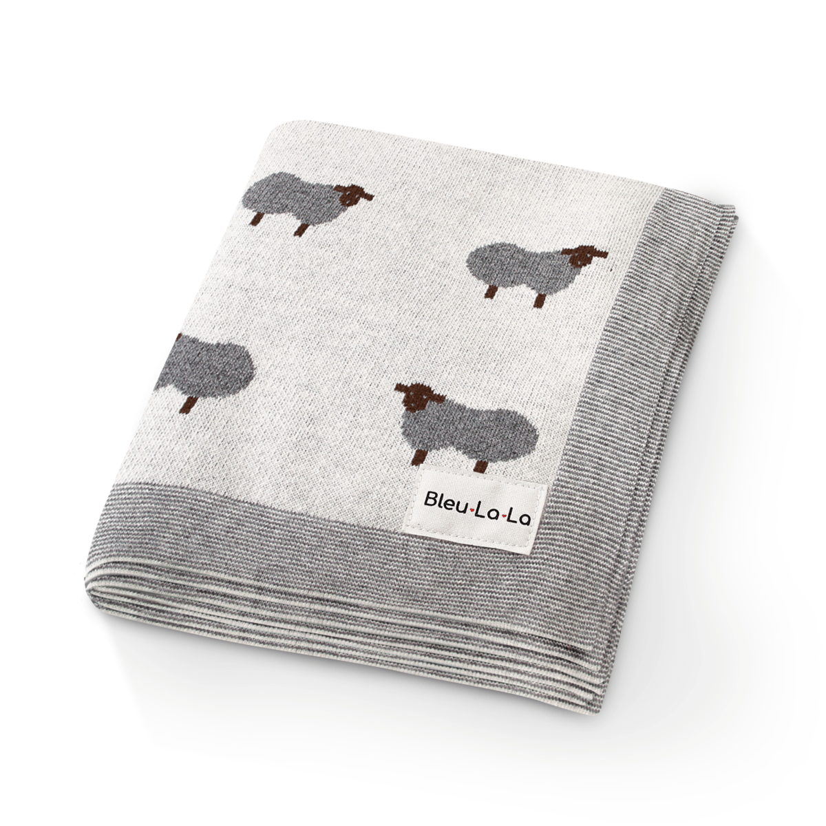 Bleu La La Sheep Knit Receiving Baby Blanket Made From 100 Percent OEKO Tex Certified Cotton - Everetts Place Boutique - 