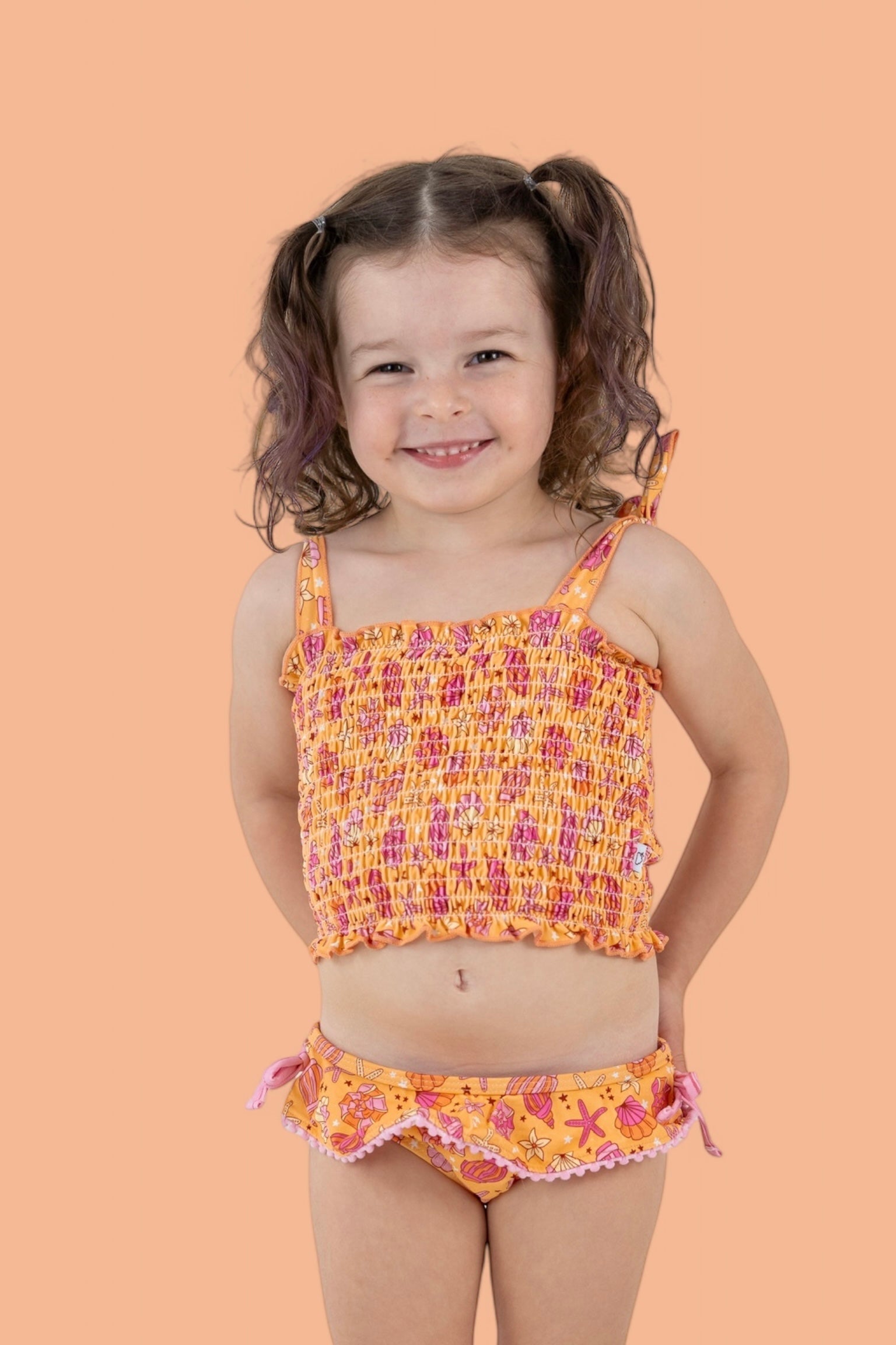 DREAM BIG LITTLE CO SHELLO SUMMER DREAM SMOCKED TANKINI TWO PIECE SWIM SUITEveretts Place